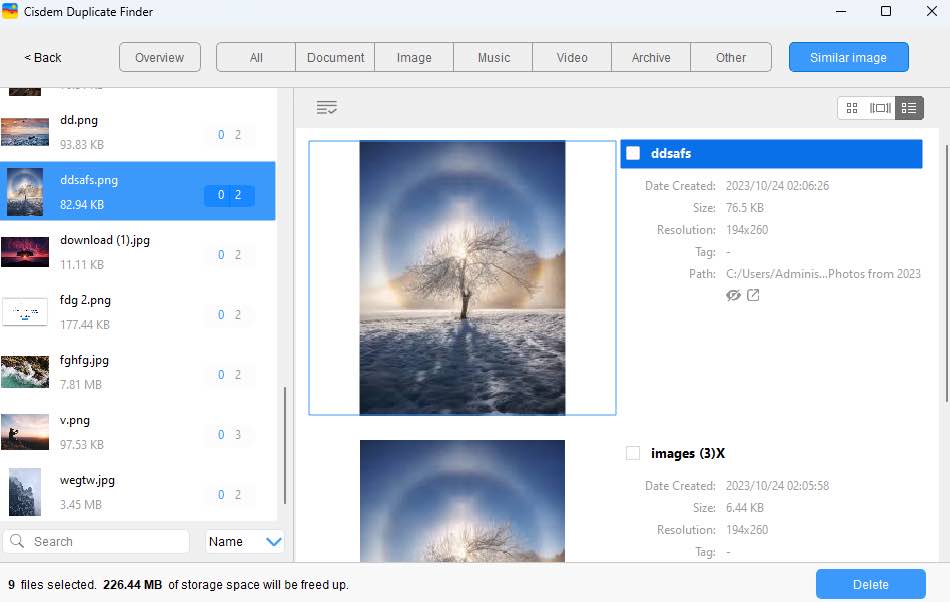 view Google Photos duplicates in the third preview mode
