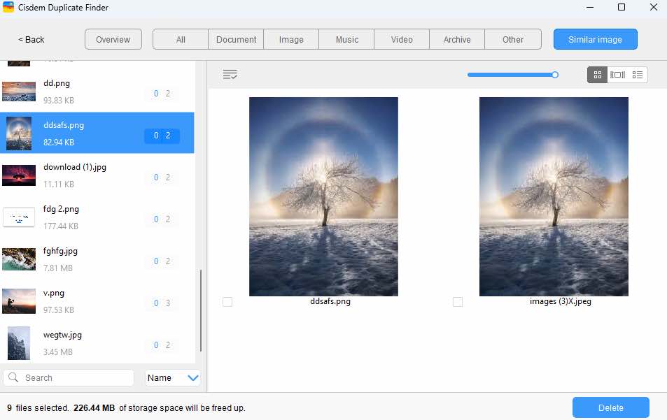 the Similar Image displaying duplicates found in Google Photos