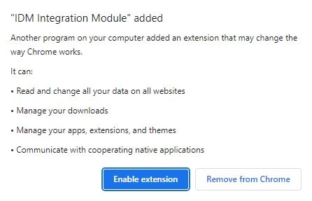 enable idm in chrome extension