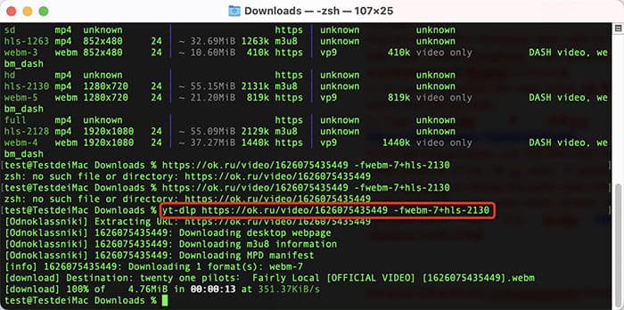 download video with command line tool