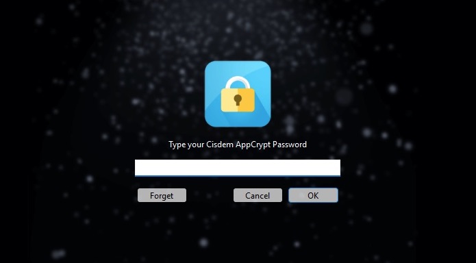 enter the password to access Cisdem AppCrypt