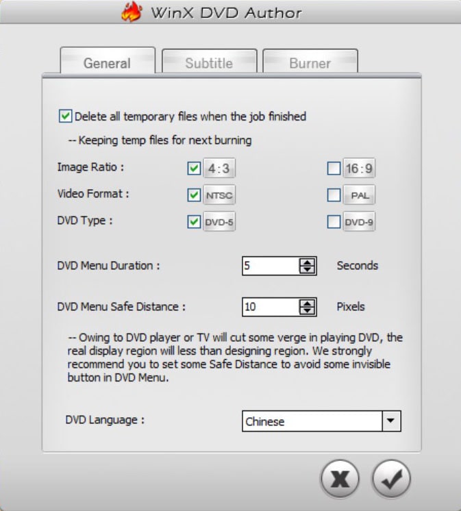 parameter settings