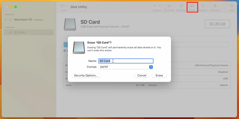 format sd card mac