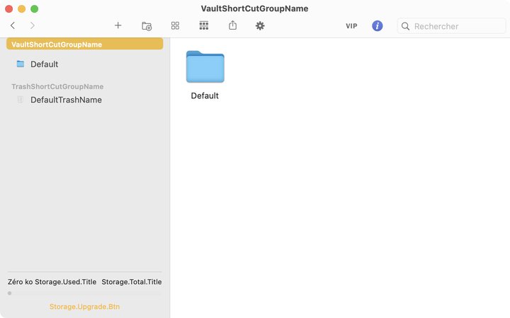 la capture d'écran de Vault où les dossiers resteront protégés par mot de passe