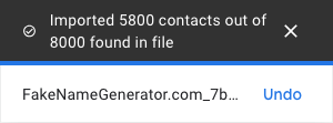 a message saying that Google Contacts didn't import all the contacts in the file