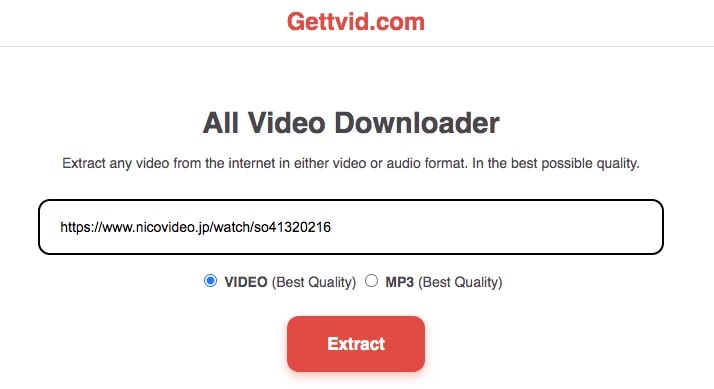 paste the url into the field of the online nicovideo downloader