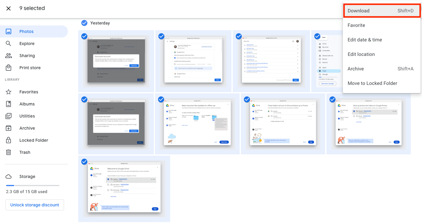 restore from google photos