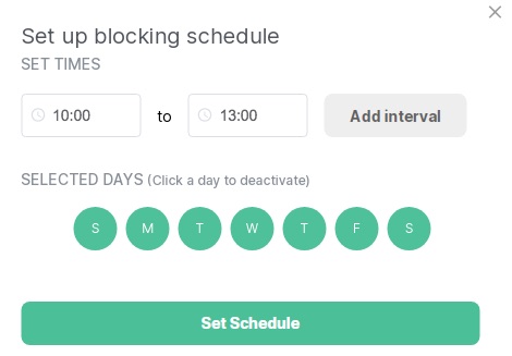 BlockSite schedule