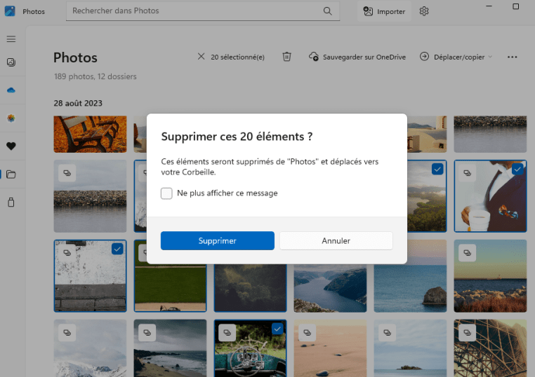 demander une autorisation pour supprimer des photos