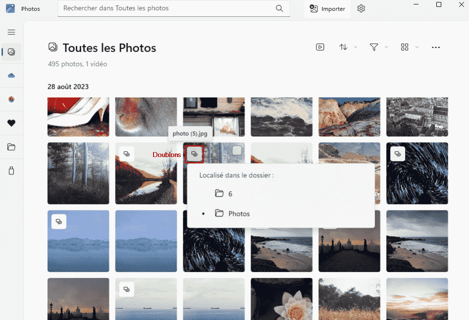 supprimer les doublons avec l'application Photos 