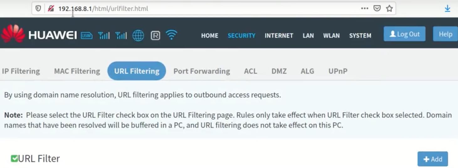 find web filtering section in router settings