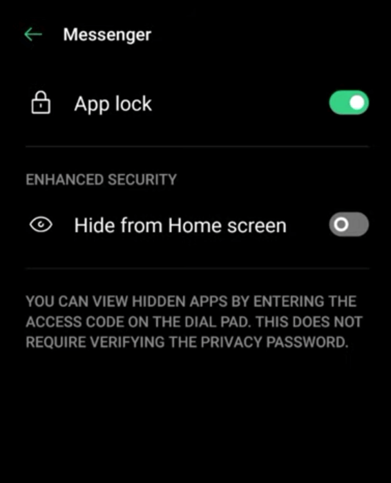 App Lock is turned on