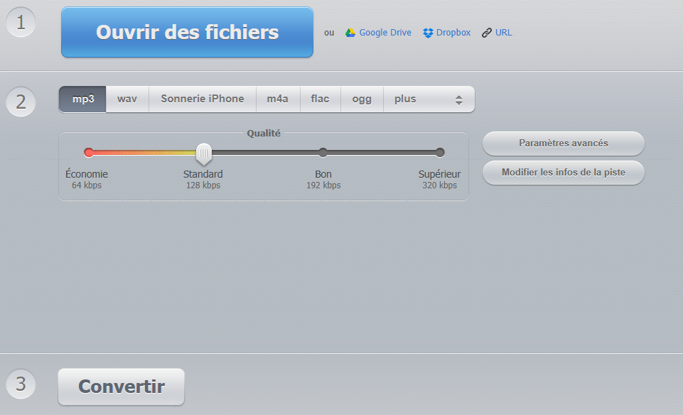 convertir flac en mp3 avec online audio converter