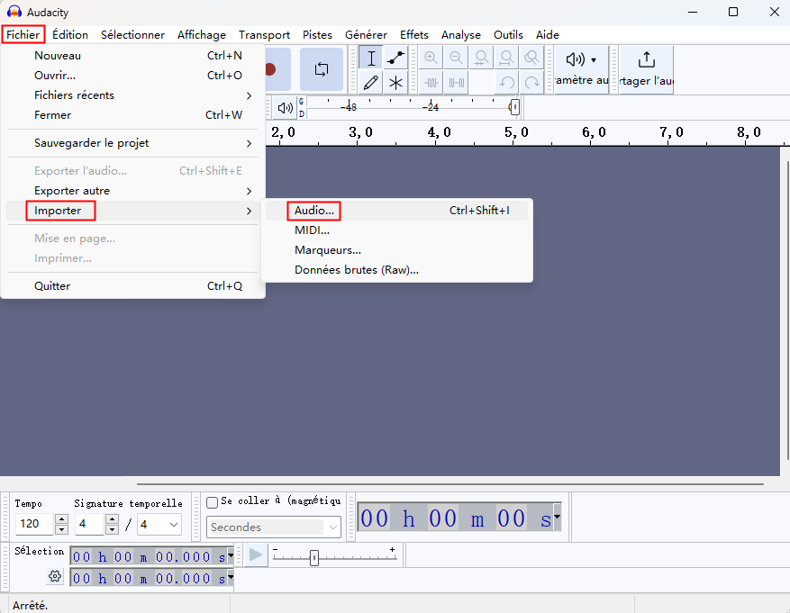 importer des fichiers dans audacity