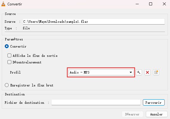 convertir flac en mp3 avec vlc03