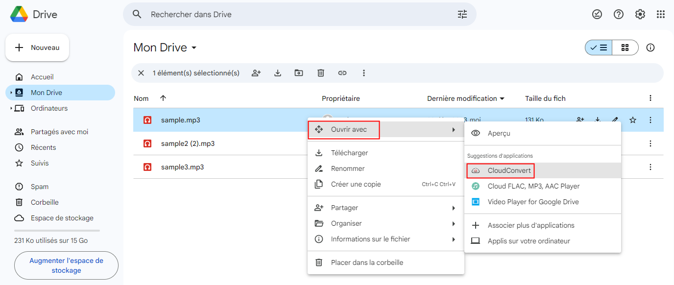 ouvrir les fichiers wav avec cloudconvert