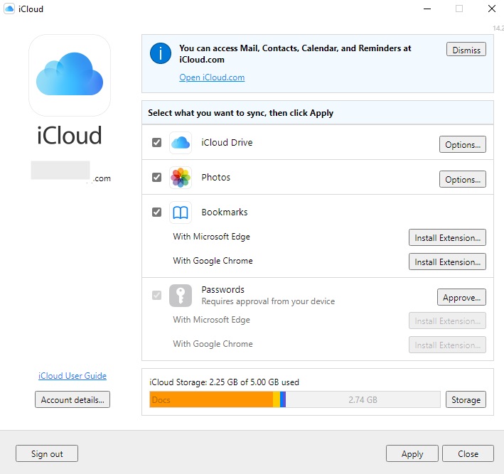 sync iCloud photos with PC