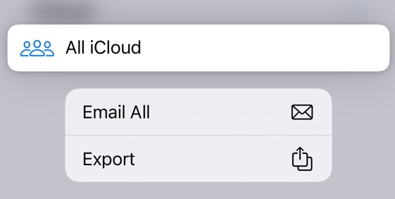 export iPhone contacts from Contacts app
