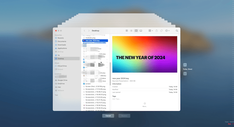 recover keynote time machine