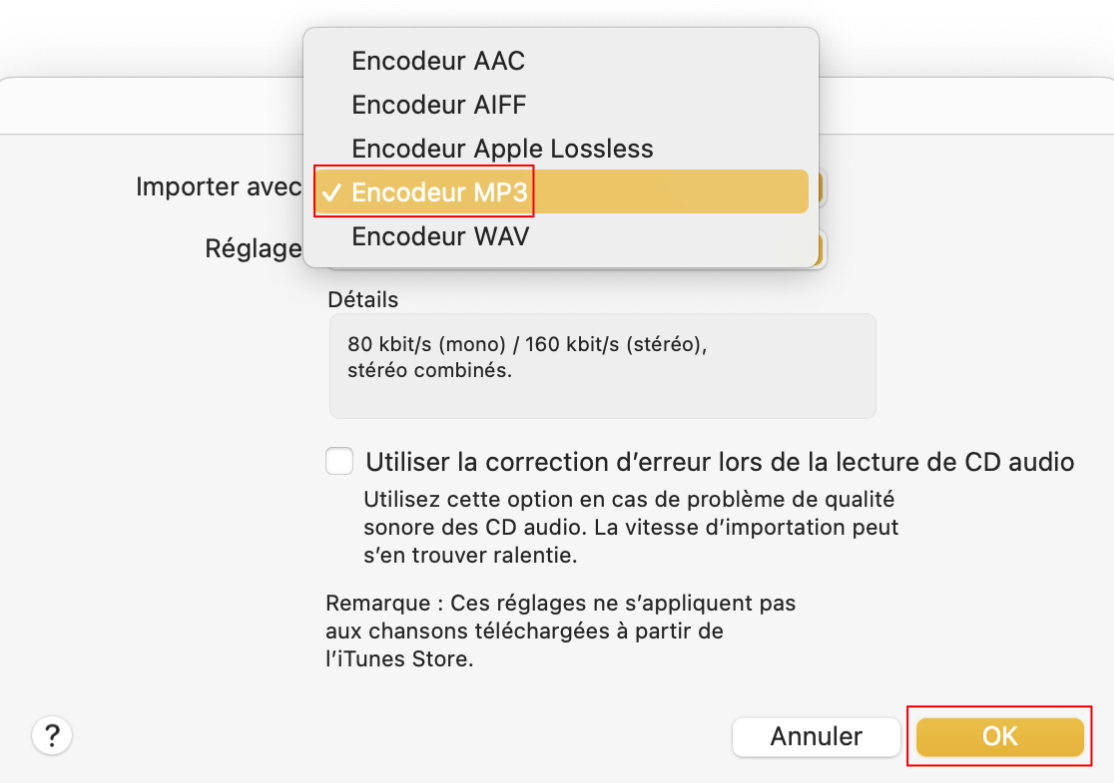 sélectionner encodeur MP3