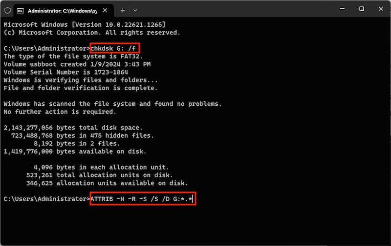 flash drive recovery with cmd 02