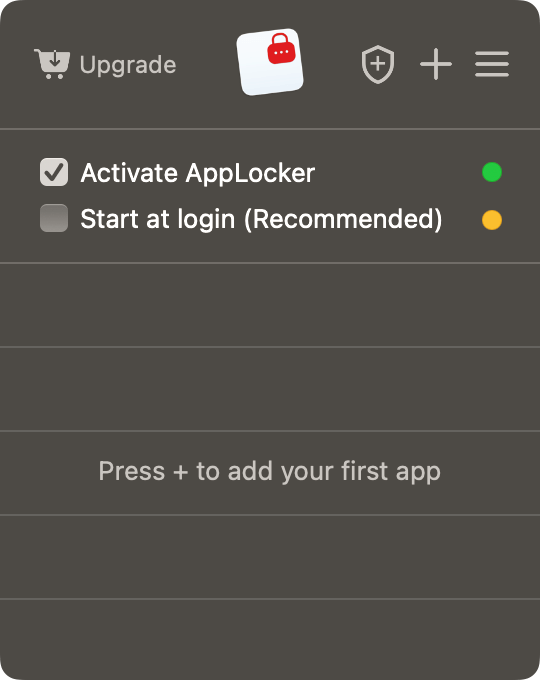 the main window of AppLocker showing an Add button in the top right corner