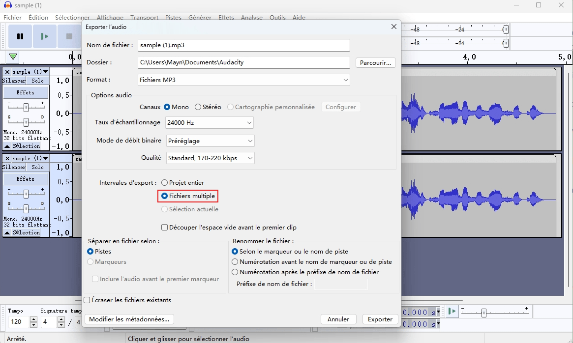 convertir des fichiers wma en mp3 par lots avec audacity