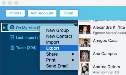 export all Mac contacts