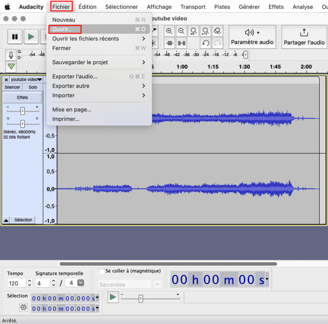 extraire l’audio d’une vidéo avec audacity-1