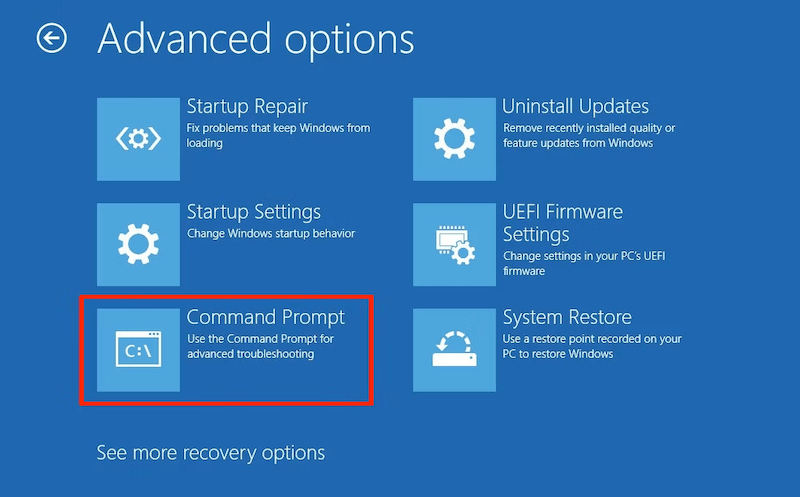 open command when not boot