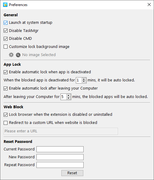 the Preferences window