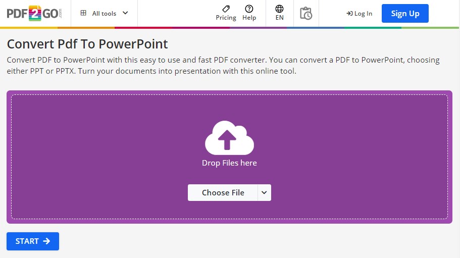 convert pdf to ppt mac pdf2go01