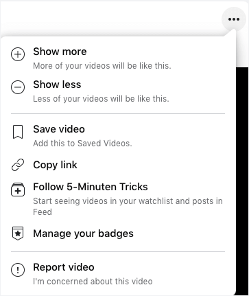 clicking the three-dot icon bringing up the Show less option