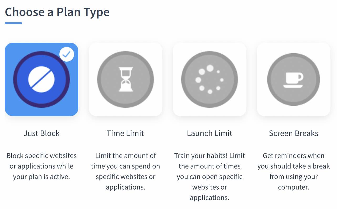 FocusMe plan types