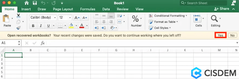 open unsaved excel