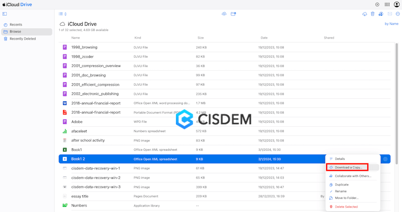 recover excel icloud