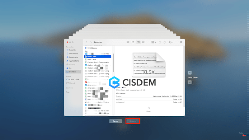 recover deleted excel files with time machine