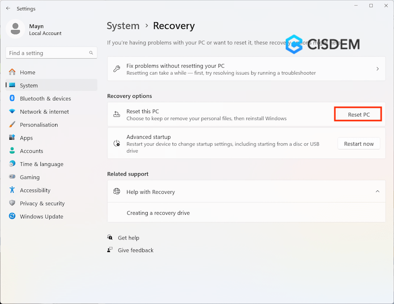 reset windows 02