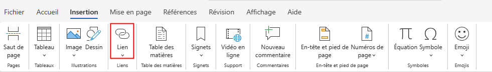 ajouter le lien hypertexte ms word 1