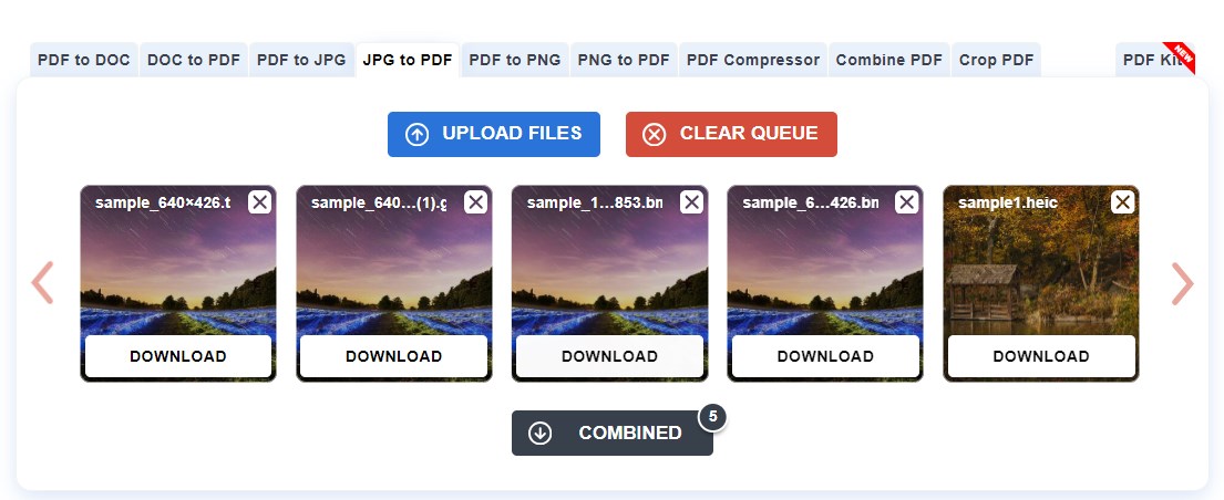 combine images into pdf online