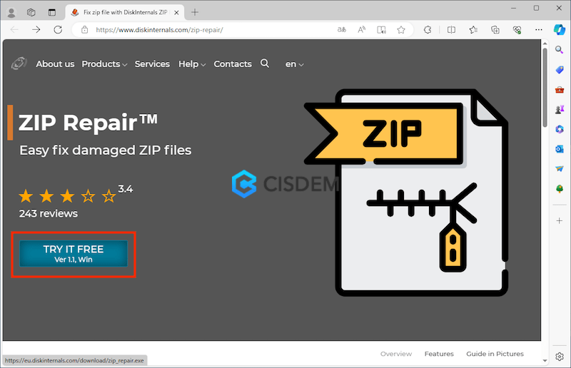 diskinternals zip repair 01