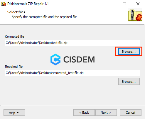 diskinternals zip repair 04