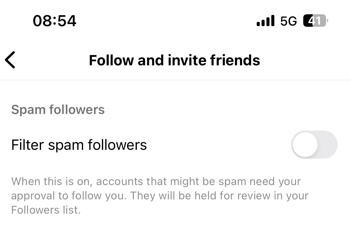 filter spam followers