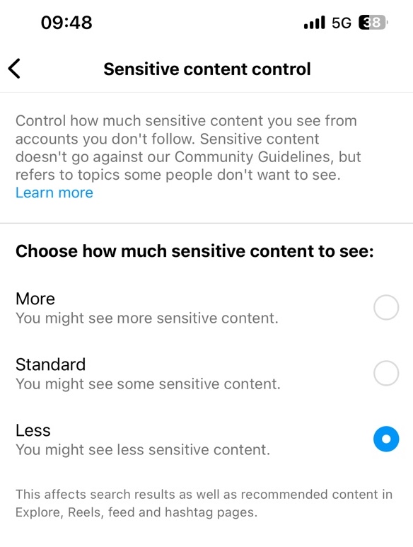 sensitive content control