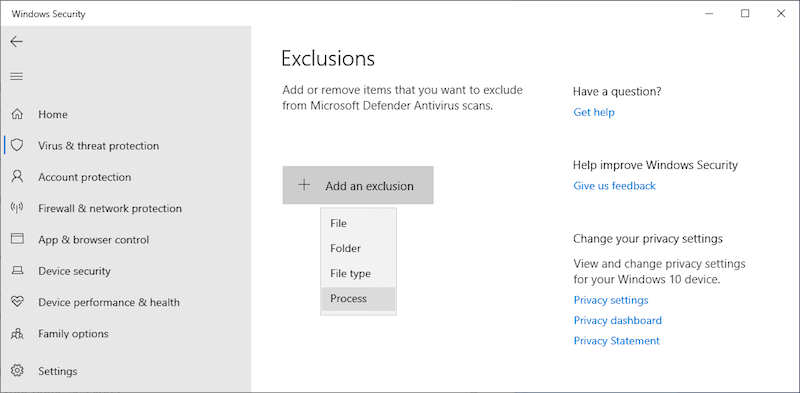 add exclusion in anti-virus program 03