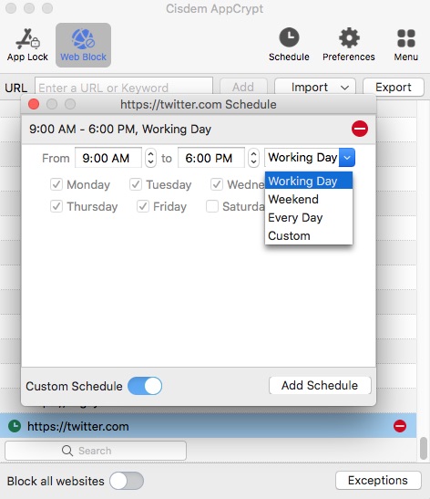 schedule feature