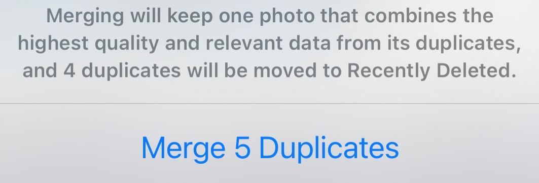 merge duplicates on iPhone Photos app 