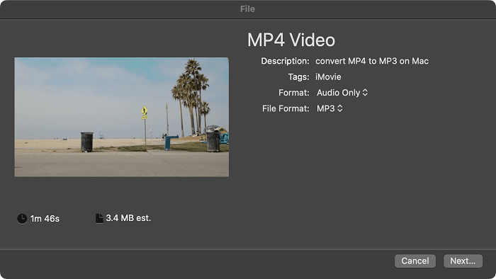 iMovie convert MP4 to MP3