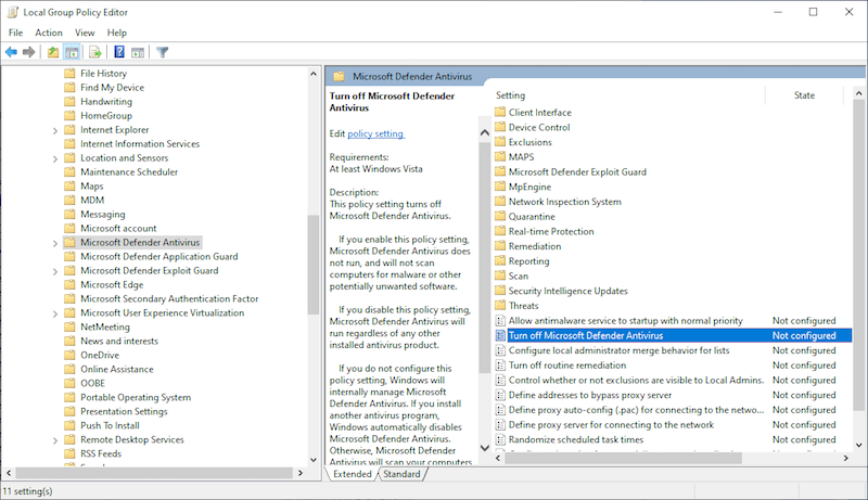 disable wd in local policy 02