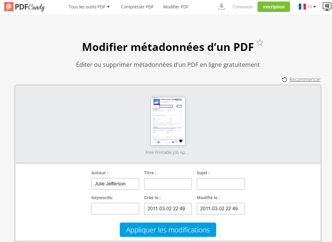 modifier métadonnées PDF pdfcandy3
